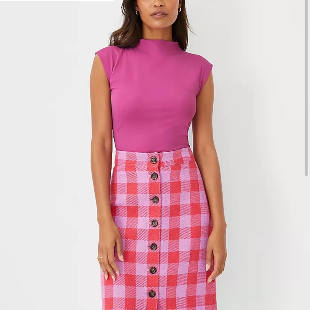 Ann Taylor BLUE mock stretch top